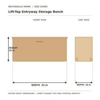Nestavelle Lift-Top Entryway Storage Bench