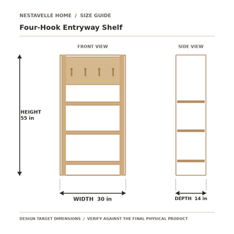 Nestavelle Four-Hook Entryway Shelf